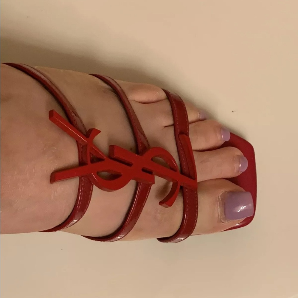 ❤️Brand New❤️ YSL Cassandra Sandal Red With Red Logo Size 38